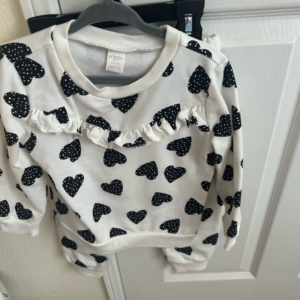 Nordstrom Kids Heart Pattern Sweatshirt - Black & White